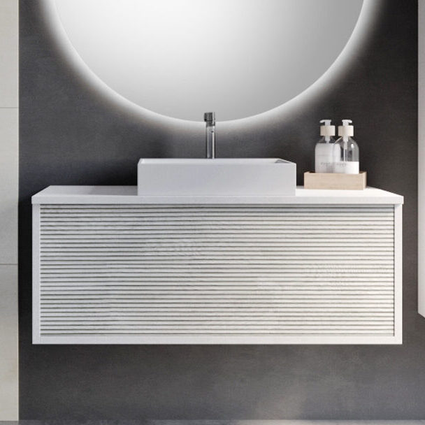 CORCEGA 80-100 RAYAS GRISES+CASCO BCO NUDE mueble de lavabo para baño, blanco, griferia color cromo